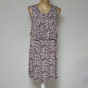 A.N.A.  RUFFLE TOP, JERSEY TEE SHIRT SOFT STRETCHY KNIT, FLORAL, TANK DRESS